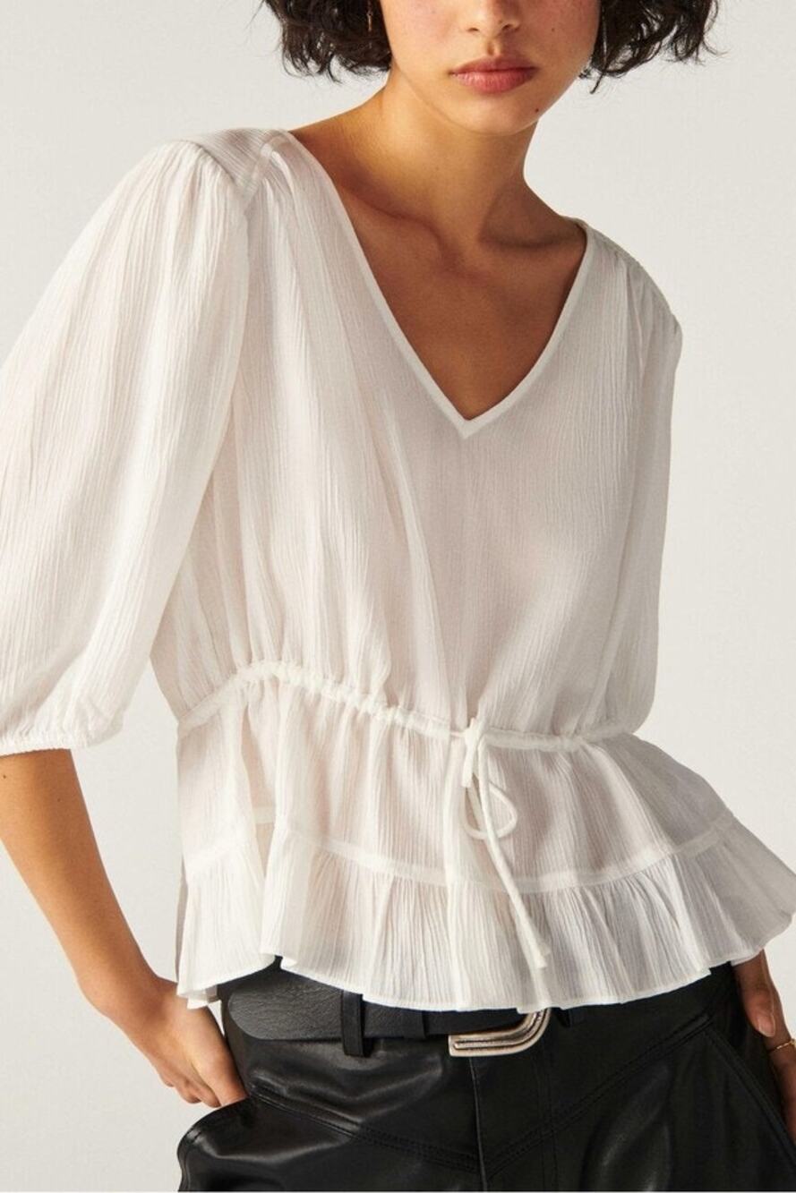 Ba&sh Noma Short Sleeve Top in Ecru White